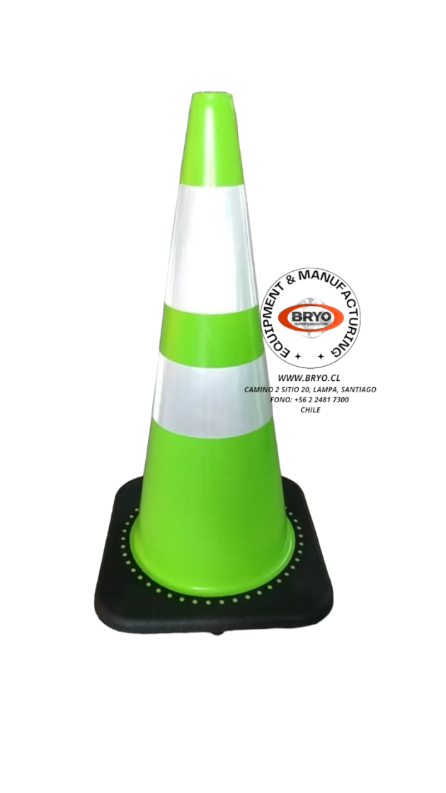 Conos Viales Verde Fluor 90 cm 2 cintas base - Imagen 3